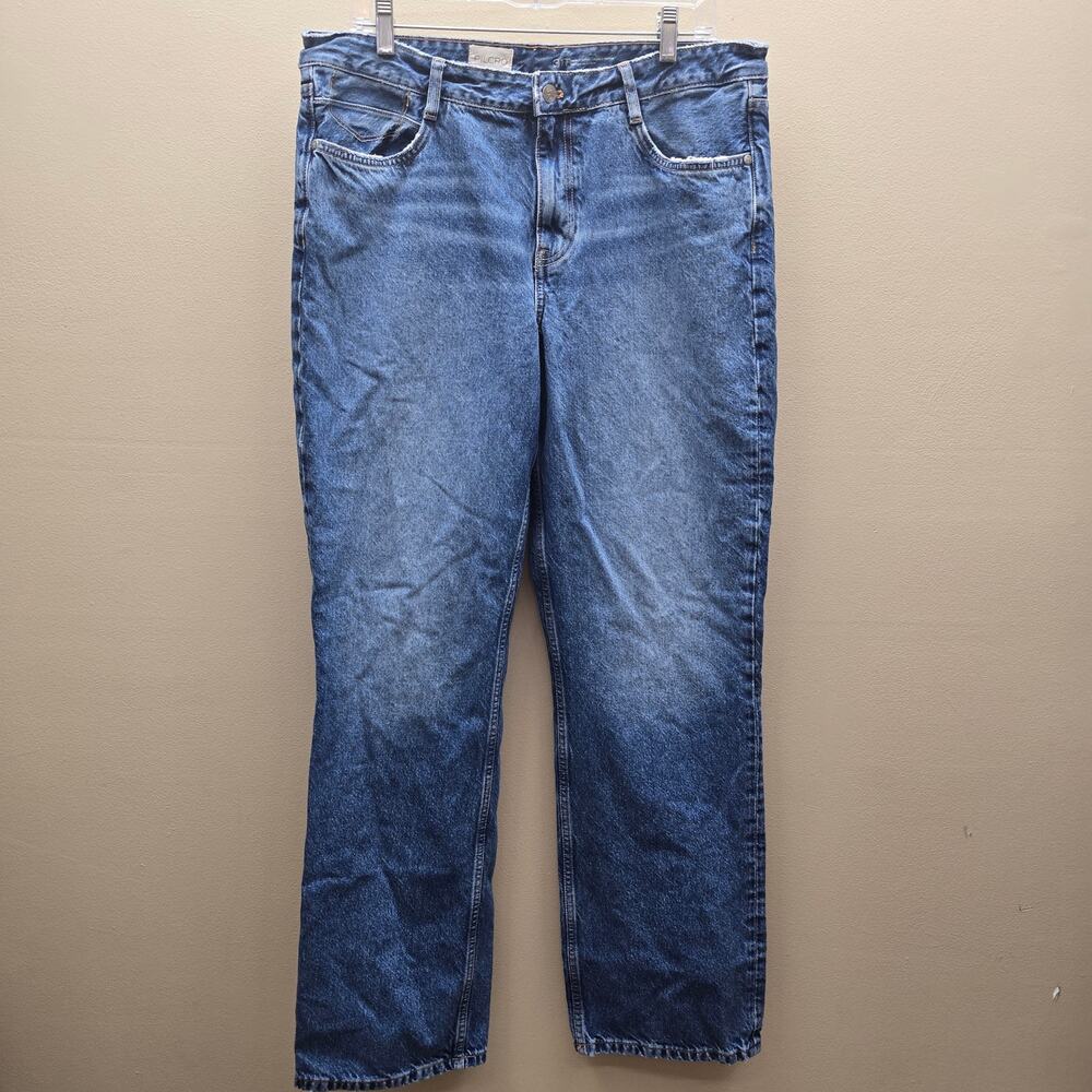 Pilcro by Anthropologie High Rise Straight Leg Jeans Women's 31 Tall Denim Blue